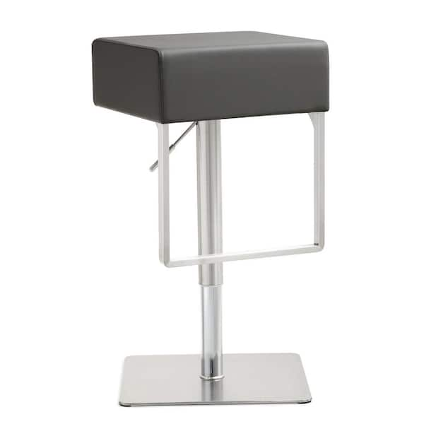 TOV Furniture Seville Grey Silver Steel Bar Stool