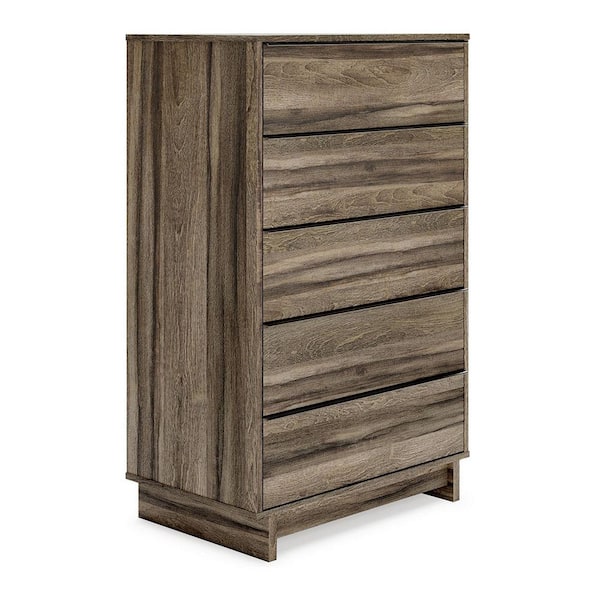 Benjara 18.88 in. Brown 5-Drawer Tall Dresser Chest Without Mirror