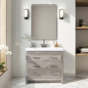 Woodbrook 37 in. W Bathroom Vanity in White Washed Oak with Cultured Marble Vanity Top in White with White Sink