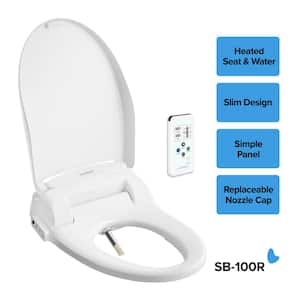 Electric Bidet Seat for Elongated Toilets with Remote in White
