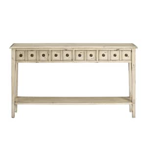 Strand 60 in. Cream Standard Rectangle Wood Console Table with Drawers