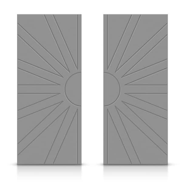CALHOME 72 in. x 96 in. Hollow Core Light Gray Stained Composite MDF Interior Double Closet Sliding Doors