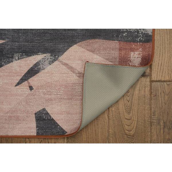 Seattle Orange and Cream 7 ft. W x 9 ft. L Washable Polyester Indoor/Outdoor Area Rug