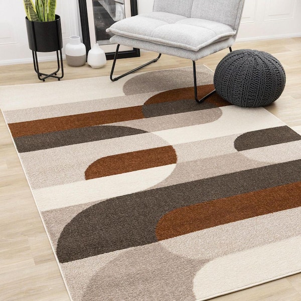 Eluna Collections 5 ft. x 8 ft. Beige Geometric, Tonal/Solid Indoor Area Rug