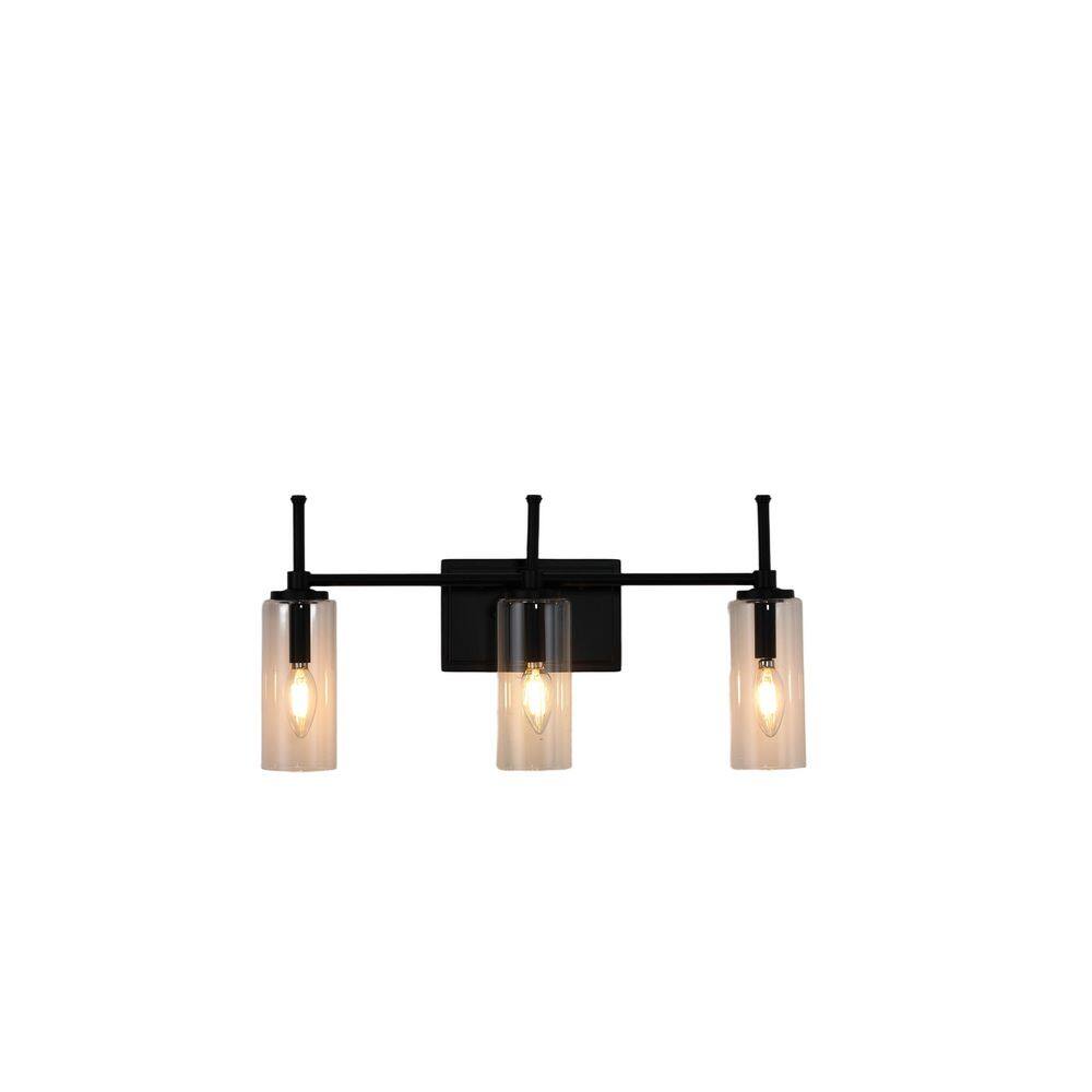 22 in. 3 Light Black Bathroom Vanity Light with Glass Shade, Reversible Mounting, E12 Base price history on PriceWatchPro