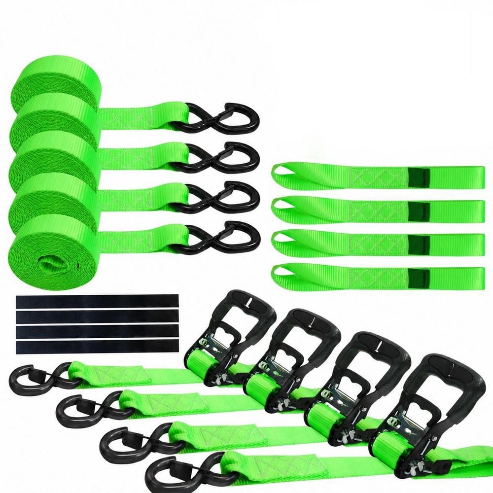 15 ft x 1.5 in Ratchet Tie Down Straps with S Hooks and Soft Loops Heavy Duty Motorcycle Tie Down 4 Pack price history on PriceWatchPro