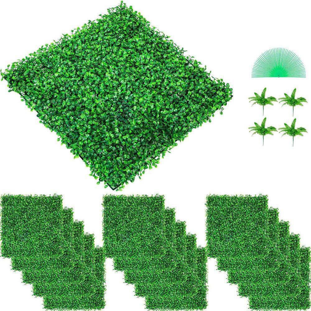 (48 PCS) 10 in. H X 10 in. W 4cm Green Grass Wall Artificial Boxwood Leaf Hedge Panel Artificial Grass Backdrop Wall price history on PriceWatchPro