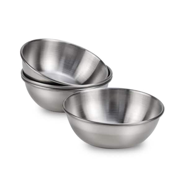 4-Pack Stainless Steel Sauce Dishes, 3.6-Inch Round Condiment Bowls