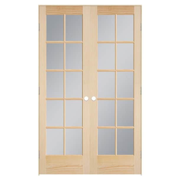 Masonite 48 in. x 80 in. No Panel Smooth 10-Lite Unfinished Pine Prehung Interior French Door
