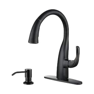 Single Handle Pull Down Sprayer Kitchen Faucet with Vintage Gooseneck and Soap Dispenser in Oil Rubbed Bronze