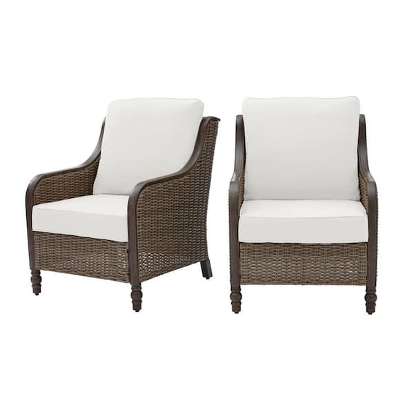 Hampton Bay Windsor Brown Wicker Outdoor Patio Lounge Chair with Bare Cushions (2-Pack)