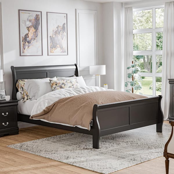 Furniture of America Alarcon Black King Wood Frame Panel Bed