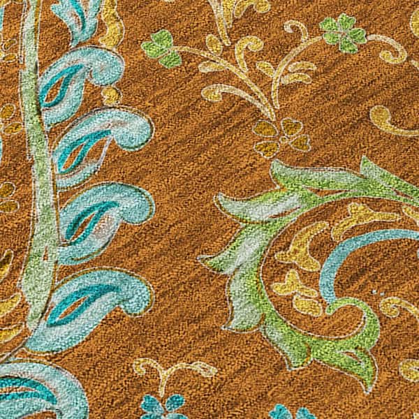 Orange 2 ft. x 3 ft. Woven Paisley Polyester Rectangle Indoor/Outdoor Area Rug