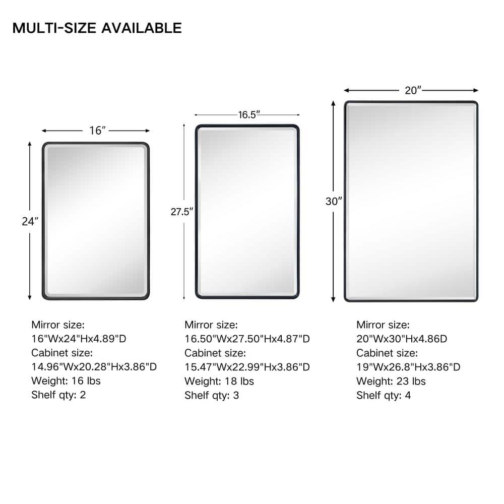 Polished Nickel Rectangular Metal Framed Bathroom Medicine Cabinet with Mirror