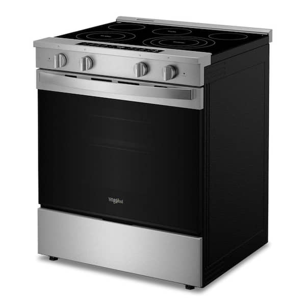 Whirlpool - 30 in. 5-Burners Smart Slide-In Electric Range in Fingerprint Resistant Stainless Steel with No Preheat Air Fry