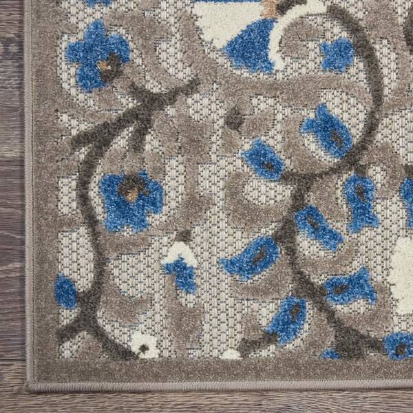 Nourison Silken Weave Floral Grey/Brick 10' x 13'4 Area Rug