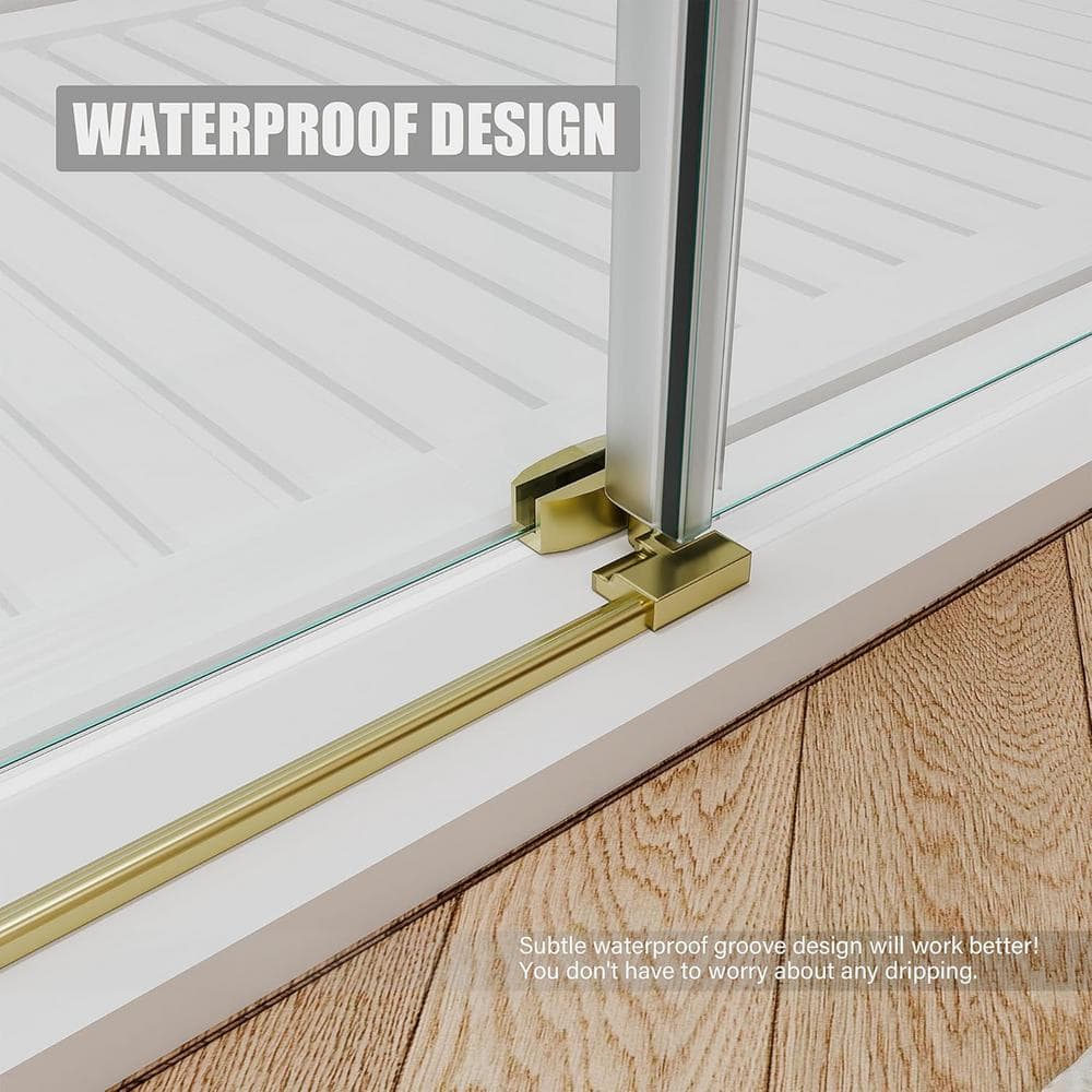 Golden Frameless Sliding Glass Shower Door with Stainless Steel Hardware