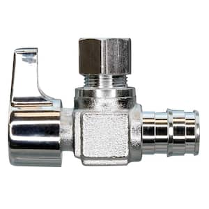 1/2 in. Chrome-Plated Brass PEX-A Expansion Barb x 3/8 in. Compression Quarter-Turn Angle Stop Valve