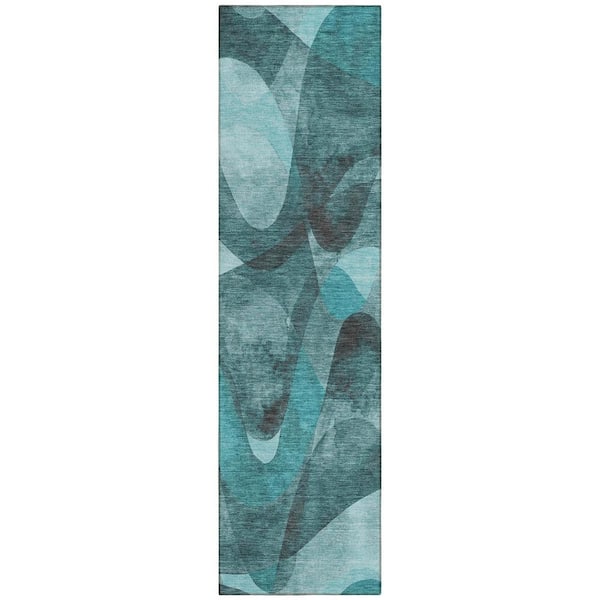 Chantille ACN536 Teal 2 ft. 3 in. x 7 ft. 6 in. Machine Washable Indoor/Outdoor Geometric Runner Rug