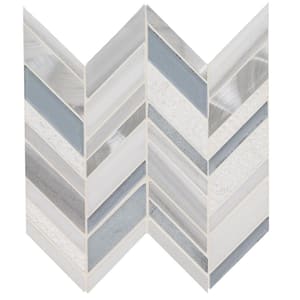 Harlow Chevron 11.55 in. x 12.48 in. Mixed Multi-Surface Mesh-Mounted Mosaic Tile (10 sq. ft./Case)