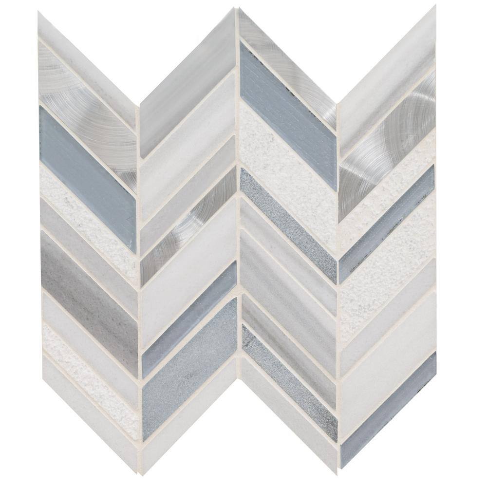 Harlow Chevron 12 in. x 12 in. x 0.32 in. Glass/Stone/Metal Mesh-Mounted Mosaic Wall Tile (10 sq. ft./Case) price history on PriceWatchPro