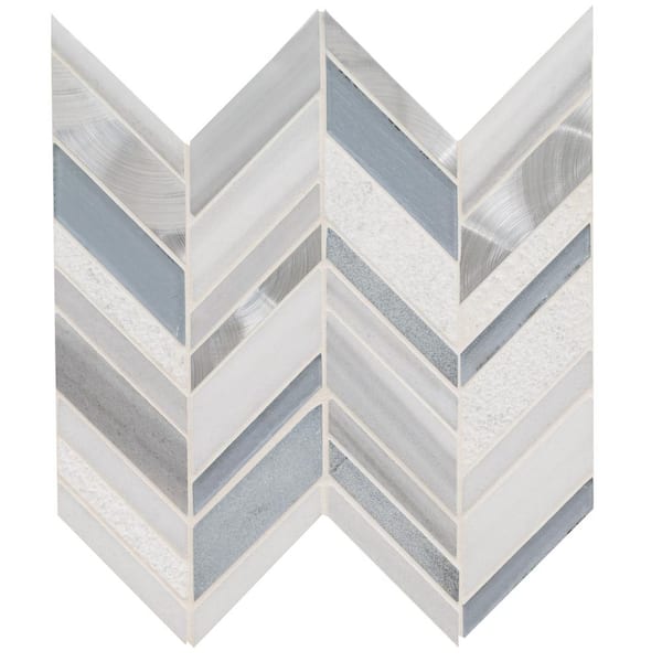 MSI Harlow Chevron 12 in. x 12 in. x 0.31 in. Glass/Stone/Metal Mesh-Mounted Mosaic Wall Tile (1 sq. ft./Each)