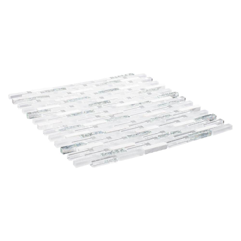 Loic Rectangle 11.5 in. x 10.25 in. Matte Heron Gray Glass Mosaic Tile Samp