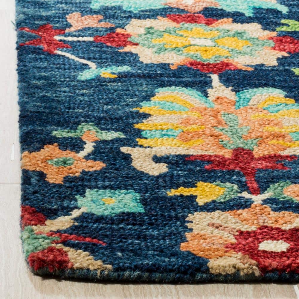 Handmade Red Wool Tufted Floral 9' x 12' Area Rug