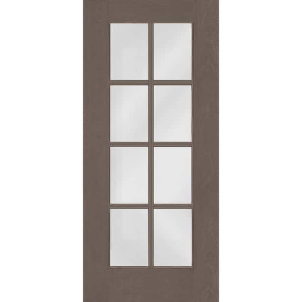 Steves & Sons Regency 36 in. x 80 in. Full 8-Lite Universal Handing Clear Glass Ashwood Stain Fiberglass Front Door Slab