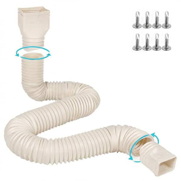 4 in Dia Flexible Gutter Downspout Extension Drain Pipe 3.4 ft to 16.5 ft Rainwater Drainage Limestone