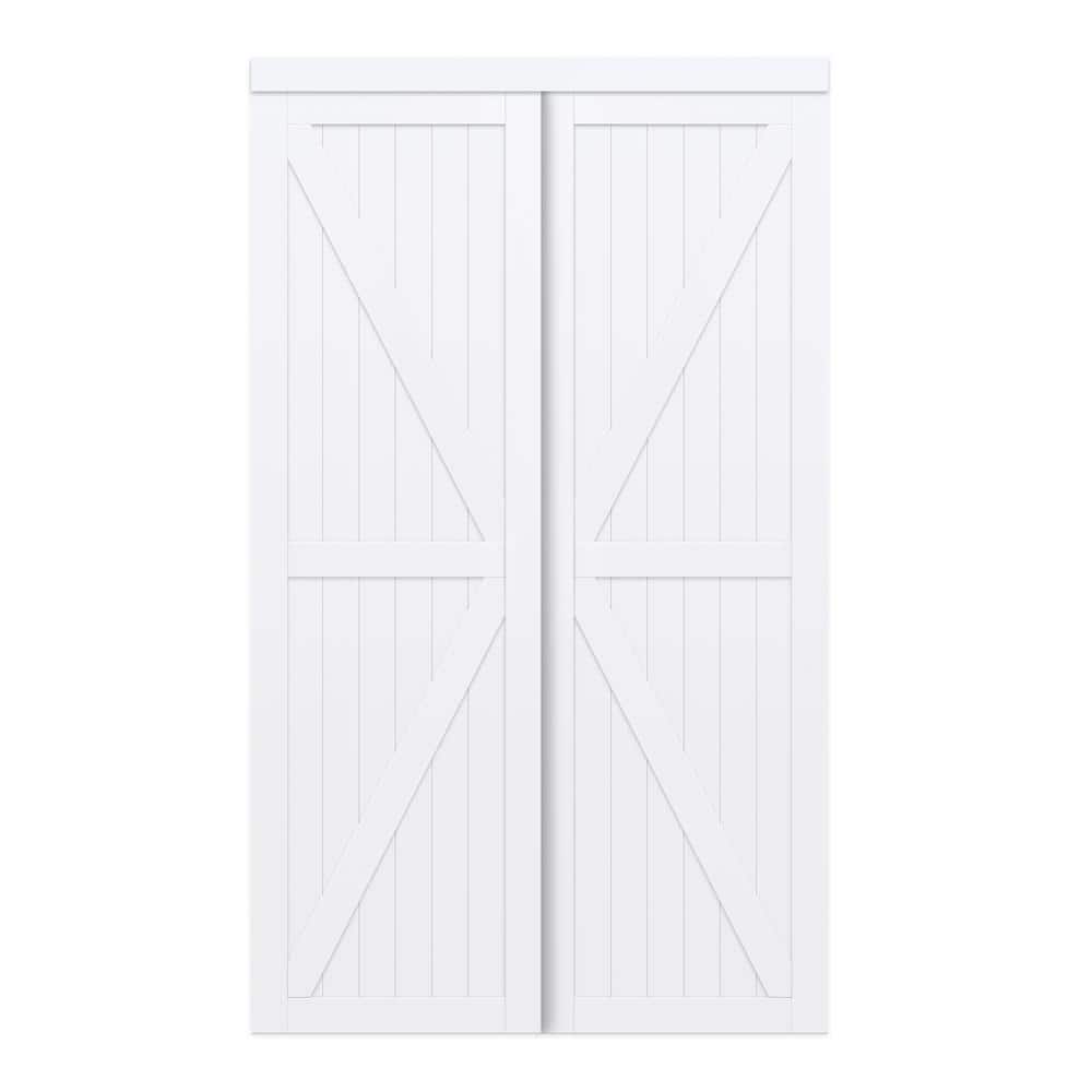 TRUporte 48 in. x 80 in. White Trident MDF Wood Sliding Closet Door -  EU3295PWPWE048080