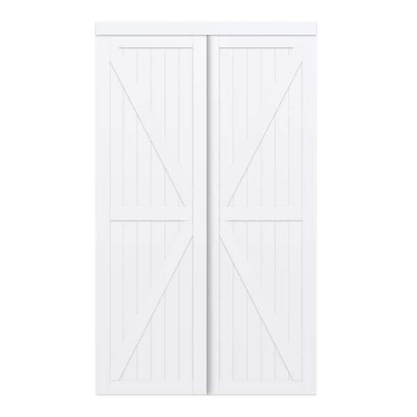 TRUporte 72 in. x 80 in. White Trident MDF Wood Sliding Closet Door