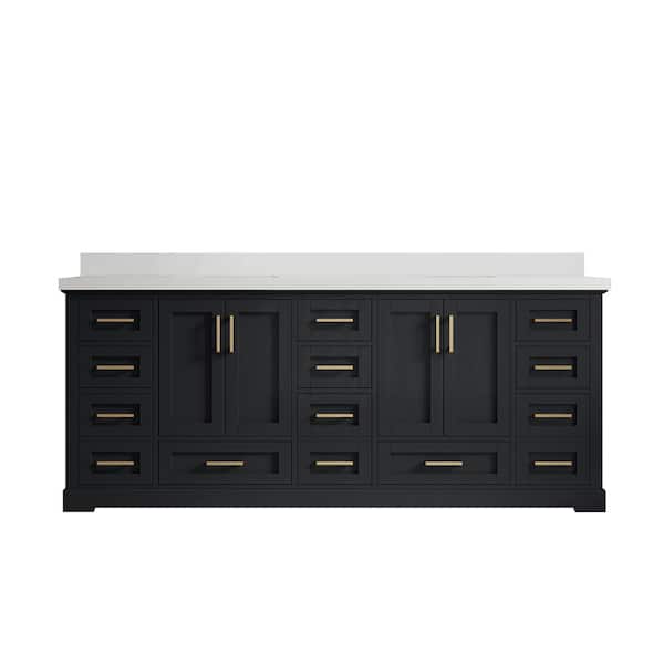 Willow Collections Boston 84 in. W x 22 in. D x 36 in. H Double Sink Bath Vanity in Wrought Iron with 2 in. White qt. Top