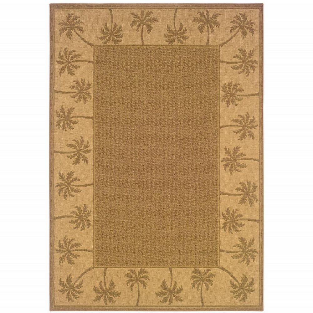 HomeRoots Tan 9 ft. x 13 ft. Loomed Border Polypropylene Rectangle ...