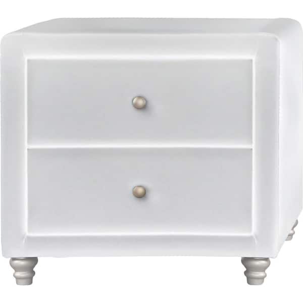 Camden Isle Upholstered 2-Drawer White Nightstand