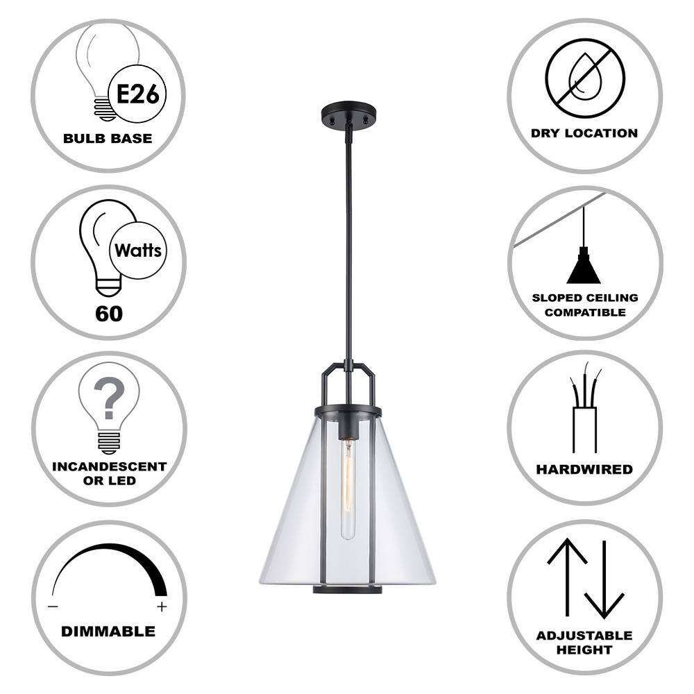 Black Modern Tapered Glass Pendant Light