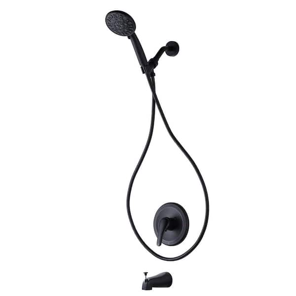 ARCORA Single Handle 7-Spray Tub and Shower Faucet 1.8 GPM with Detachable Handheld Shower Head in. Matte Black Valve Included