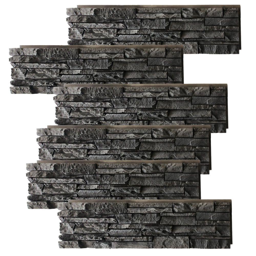 6-Packs Faux Stone Wall Covering Panels 44.88 in. W for Interior & Exterior Decor, DIY Home Siding Panels, Dark Gray price history on PriceWatchPro