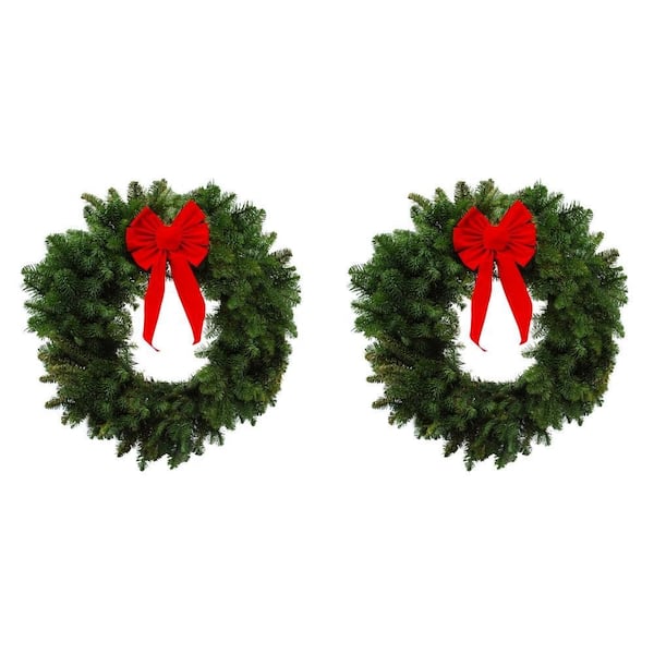 Unbranded 22 in. Live Fraser Fir Christmas Wreath with Bow (2-Pack)