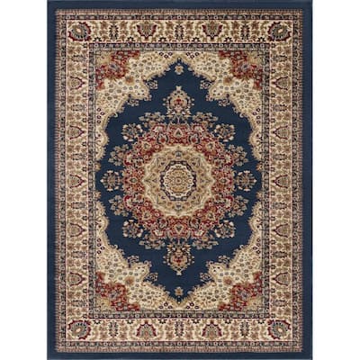 Tayse Rugs Sensation Navy Blue 9 Ft X, Navy Blue And Brown Area Rugs