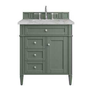 Brittany 30.0 in. W x 23.5 in. D x 33.8 in. H Bathroom Vanity in Smokey Celadon with Victorian Silver Top