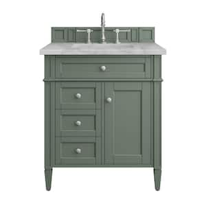 Brittany 30.0 in. W x 23.5 in. D x 33.8 in. H Single Bath Vanity in Smokey Celadon with Victorian Silver Quartz Top