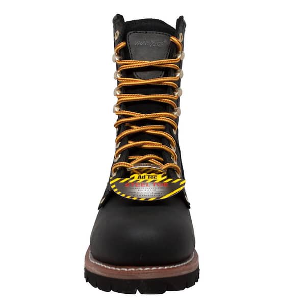 Details about   AdTec Men's 9" Steel Toe Super Logger Boot Lace Front Black Leather 9491 