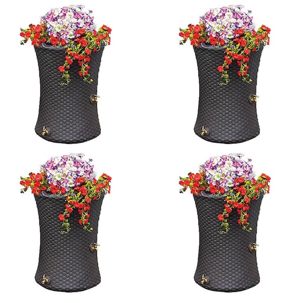50 Gal. Nantucket Rain Barrel Planter, Brown (4-Pack)