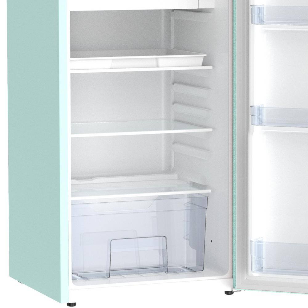 Seafoam Green Retro Compact Refrigerator with Glass Shelves, 3.1 cu ft