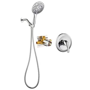 Single Handle 6-Spray Shower Faucet 1.46 GPM with Detachable Handheld Shower Head in Chrome Finish