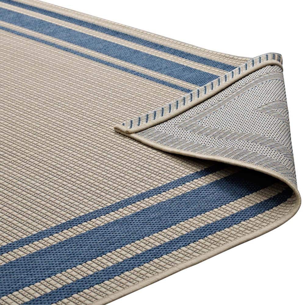 Modway Rim Blue and Beige 5'x8' Easy-Care Outdoor Area Rug