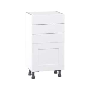 Wallace Painted Warm White Shaker Assembled Shallow Base Kitchen Cabinet with Drawers (18 in. W x 34.5 in. H x 14 in. D)