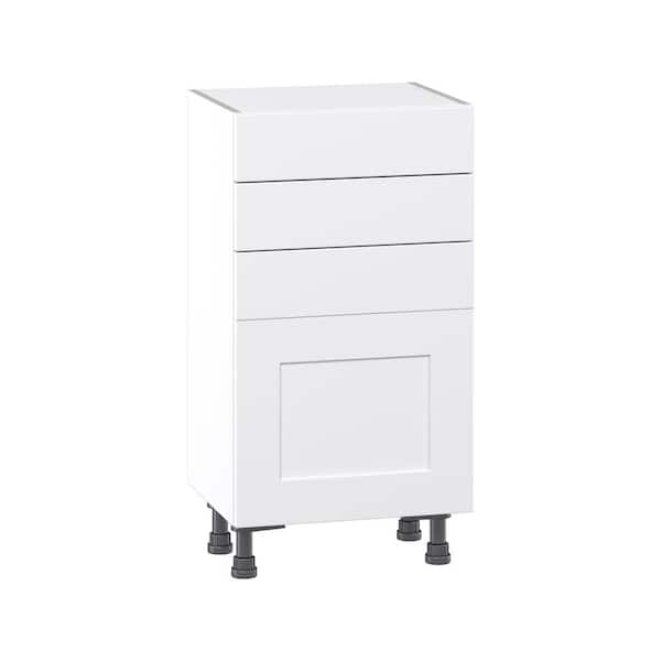 J COLLECTION Roseland 18 in. W x 14 in. D x 34.5 in. H Assembled Shaker Base Kitchen Cabinet in Warm White with 3 Drawers