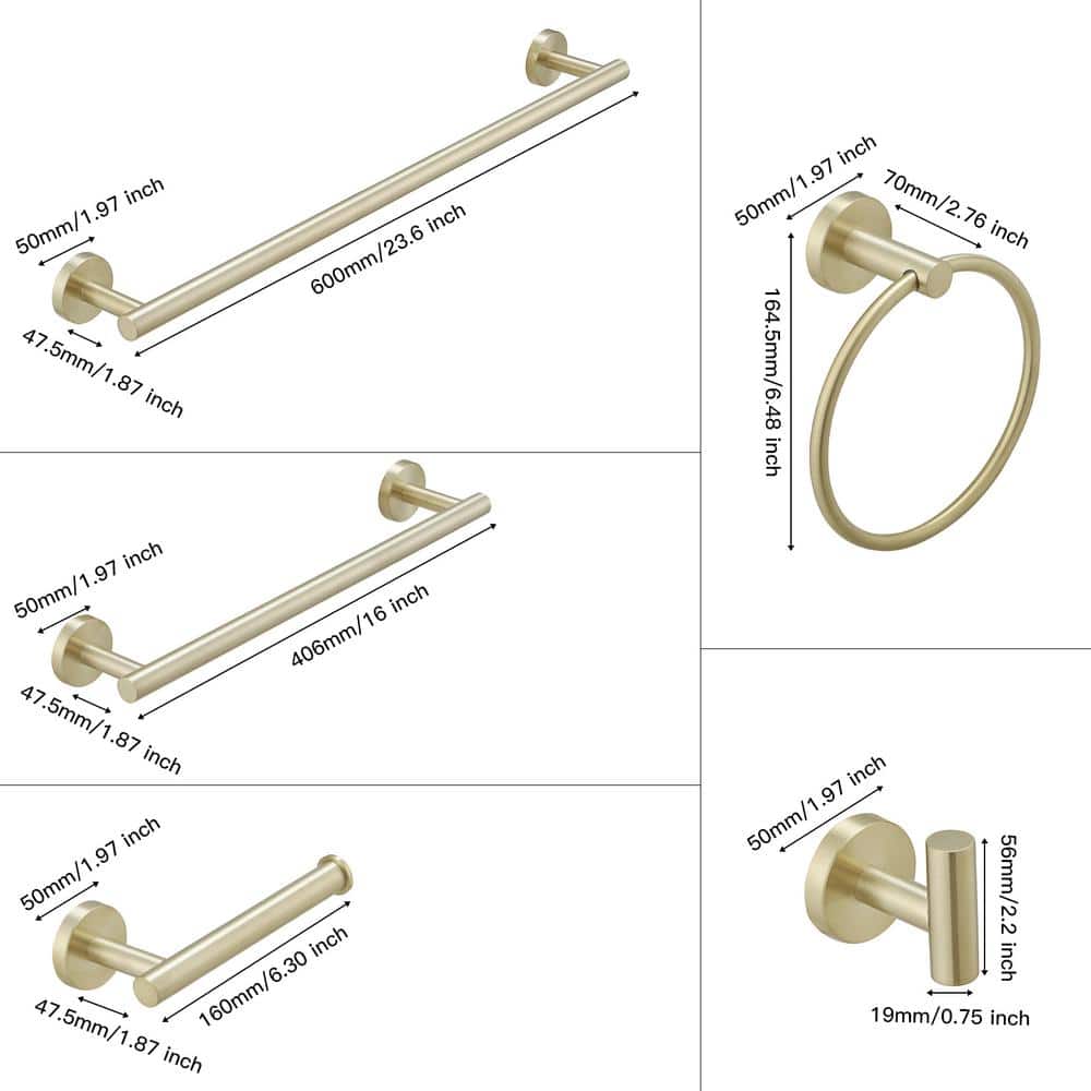 Brushed Gold 24-Inch Metal Bathroom Hardware Set